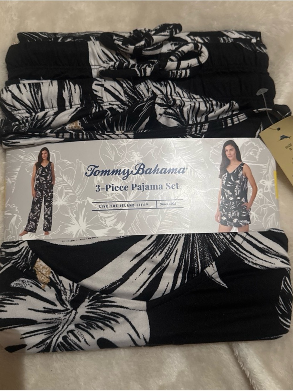 Tommy Bahama Women’s Black & White Floral Pajama Pants Set size S
